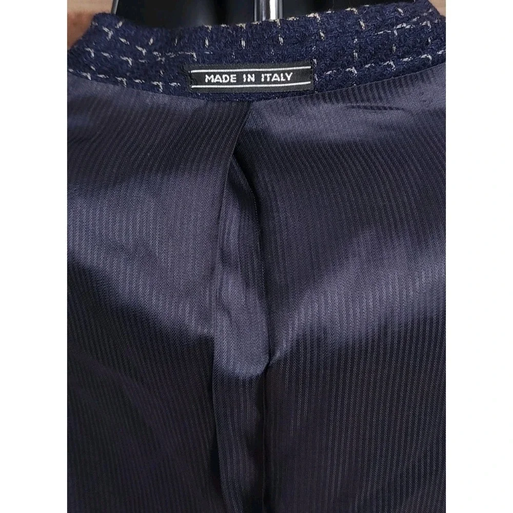Extrema Zanetti Parma Mens Blazer Suit Jacket Wool Silk Blue‎ Check Italy 44L